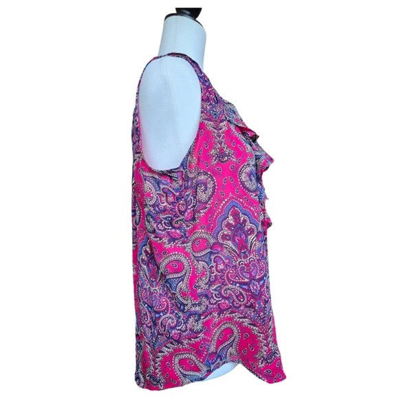 Tommy Hilfinger red top blouse paisley pattern sleeveless lined size M - Picture 6 of 13